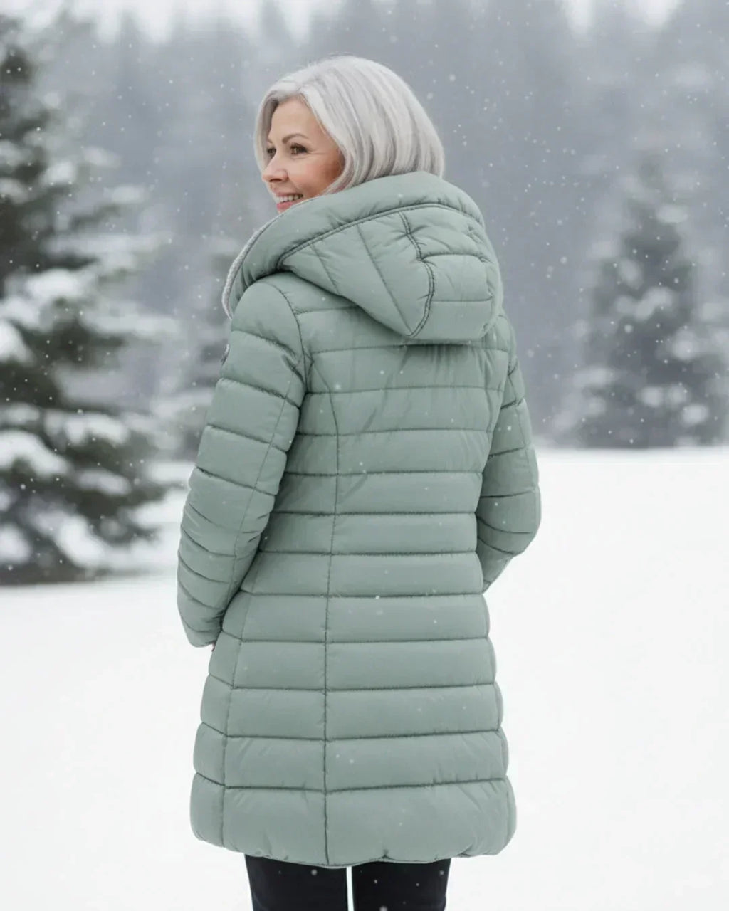 Luna – Chaqueta Acolchada Verde Claro de Invierno