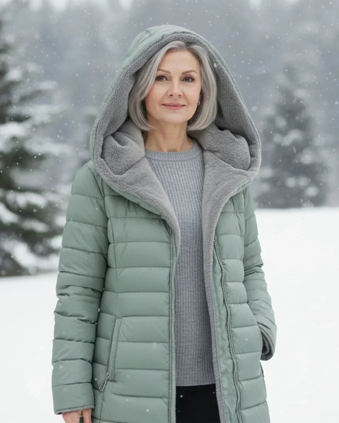 Luna – Chaqueta Acolchada Verde Claro de Invierno