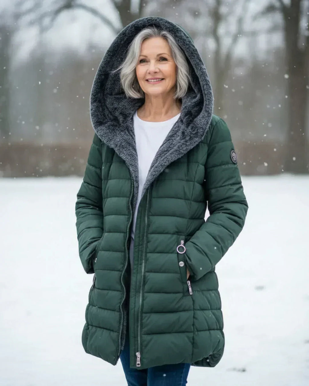Luna – Chaqueta Acolchada Verde Claro de Invierno