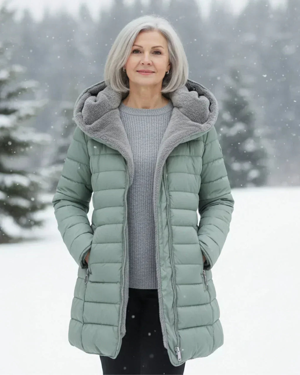 Luna – Chaqueta Acolchada Verde Claro de Invierno