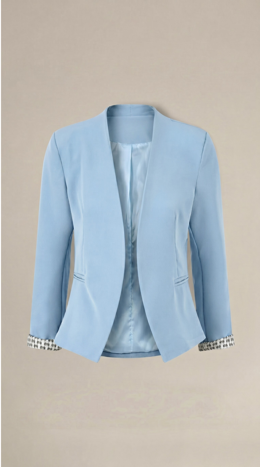 Blazer Caqui de Corte Recto con Hombreras