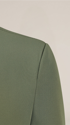 Blazer Caqui de Corte Recto con Hombreras