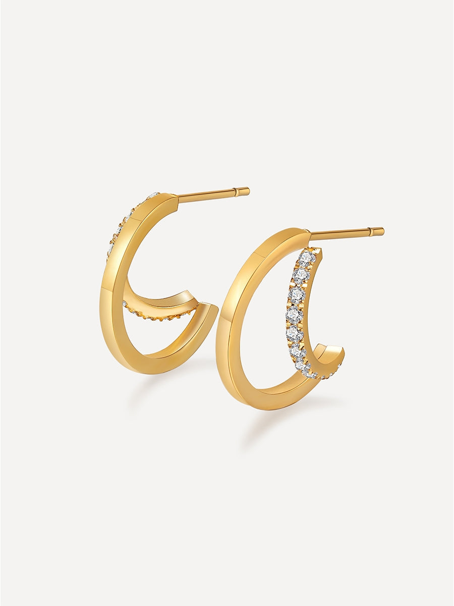 Pendientes Doble Argolla Brillante