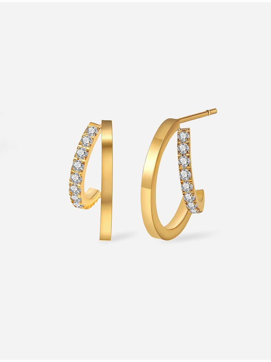 Pendientes Doble Argolla Brillante