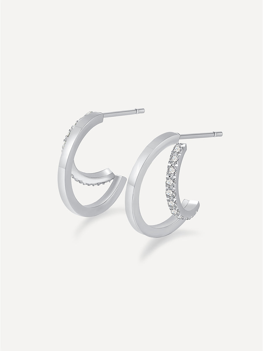 Pendientes Doble Argolla Brillante