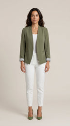 Blazer Caqui de Corte Recto con Hombreras