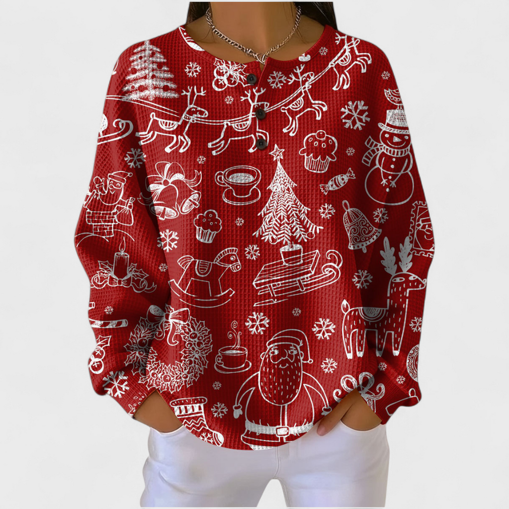Judith | Sudadera Sin Capucha Mujer Estampado Navideño Manga Larga