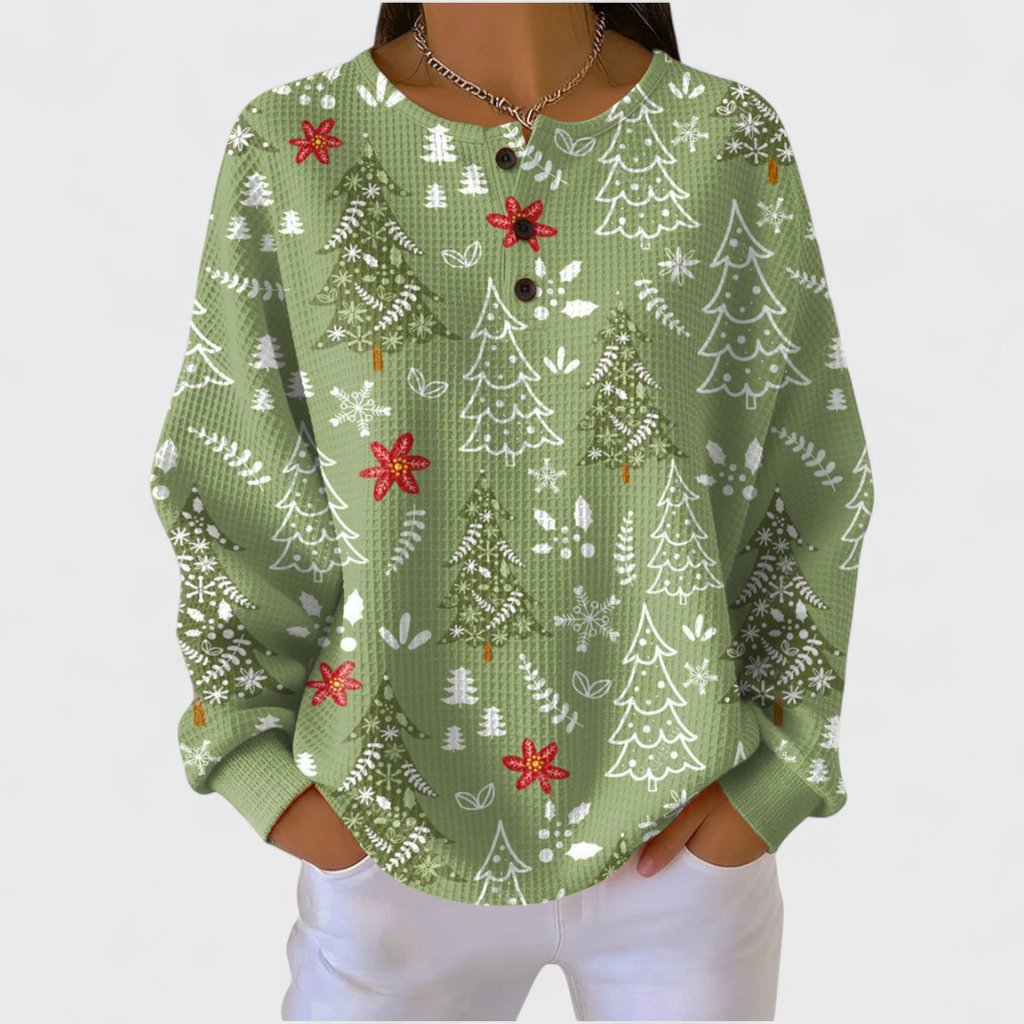 Judith | Sudadera Sin Capucha Mujer Estampado Navideño Manga Larga