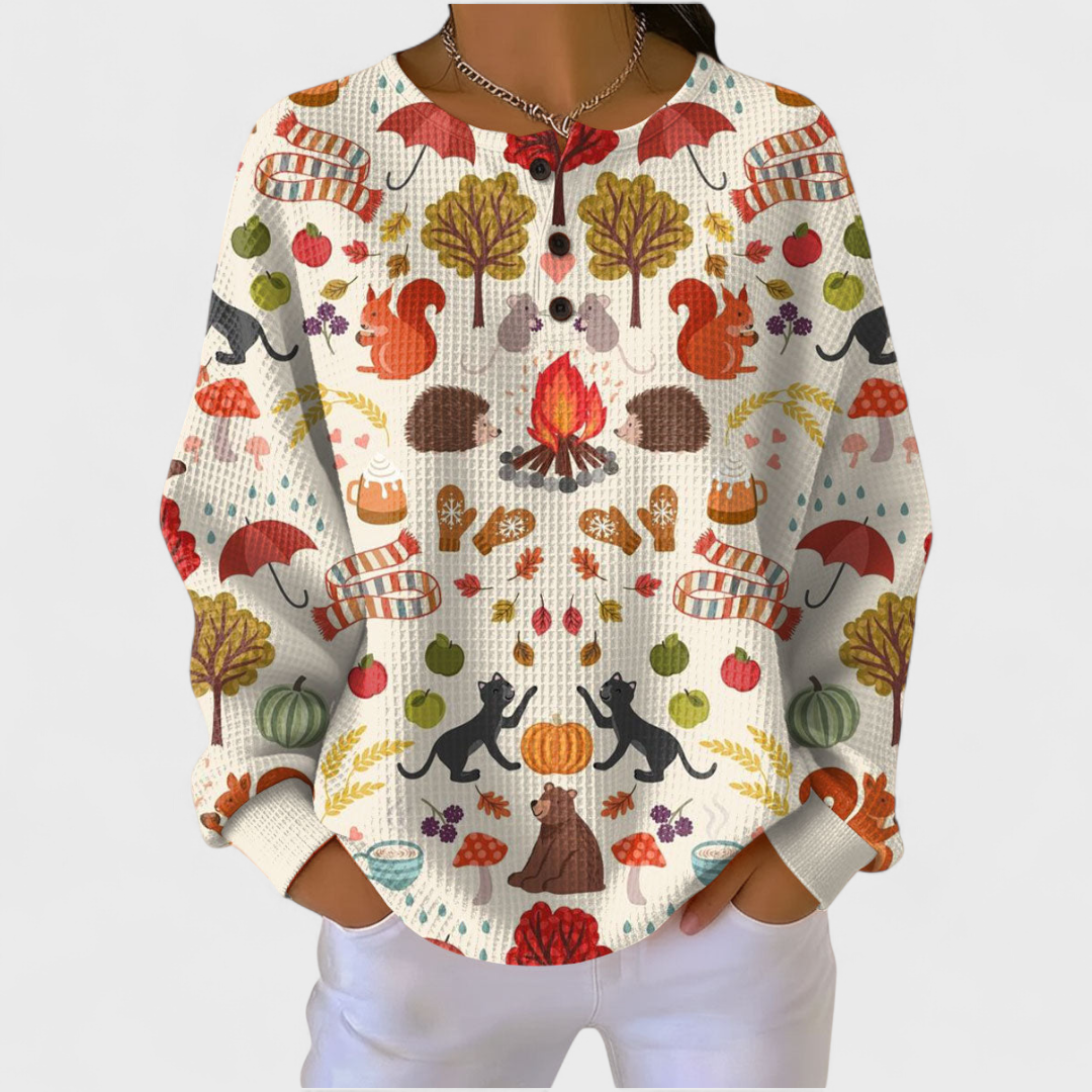 Judith | Sudadera Sin Capucha Mujer Estampado Navideño Manga Larga