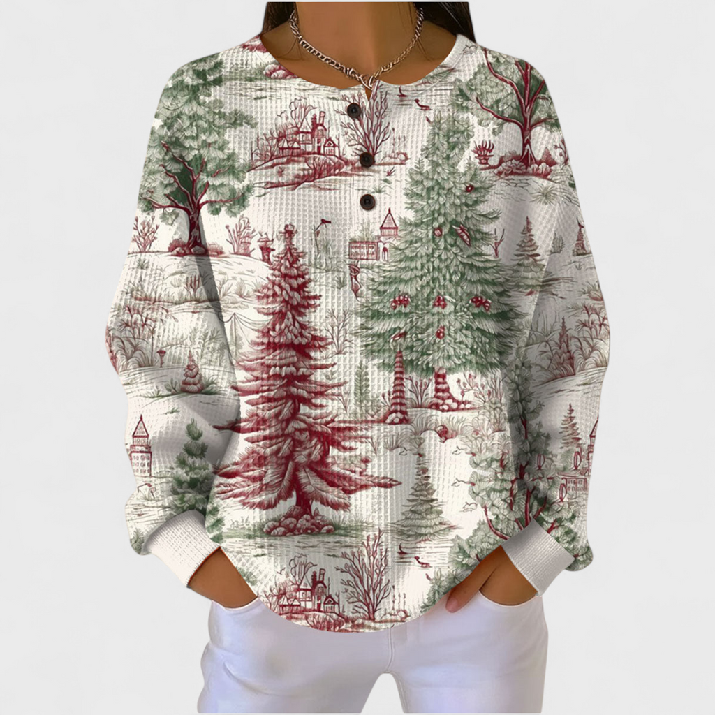Judith | Sudadera Sin Capucha Mujer Estampado Navideño Manga Larga