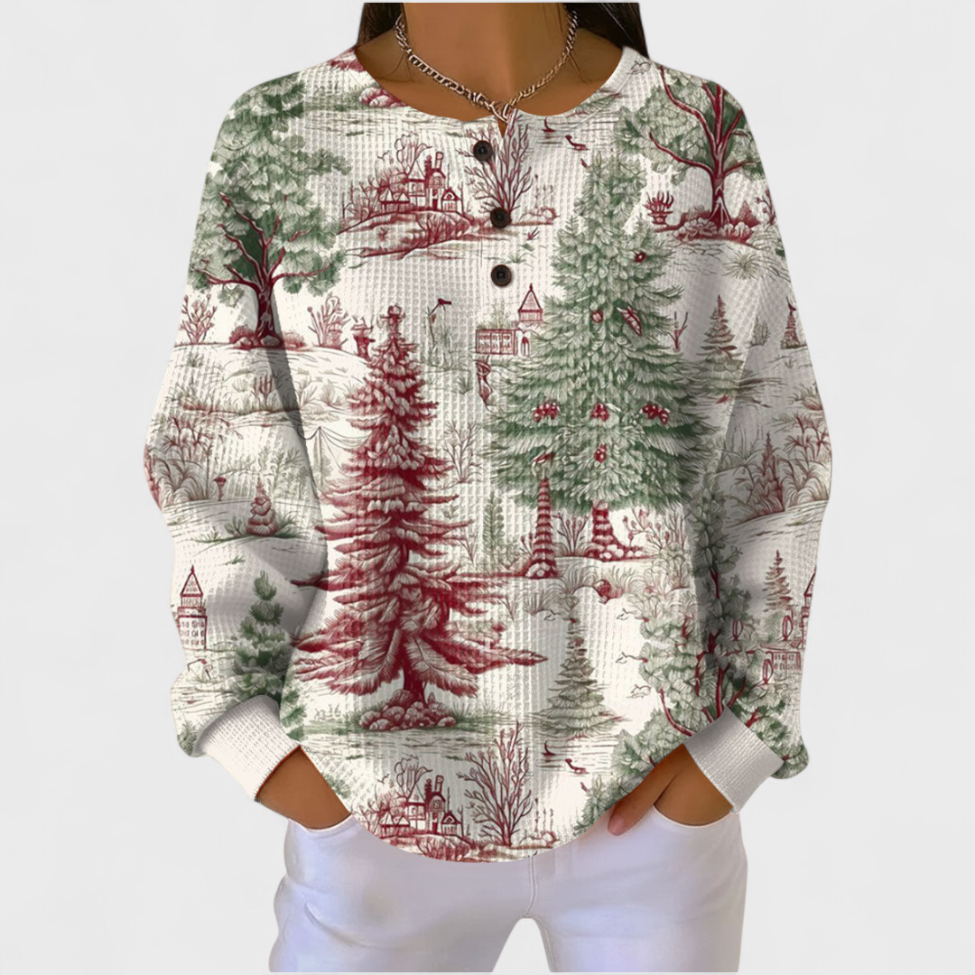 Judith | Sudadera Sin Capucha Mujer Estampado Navideño Manga Larga