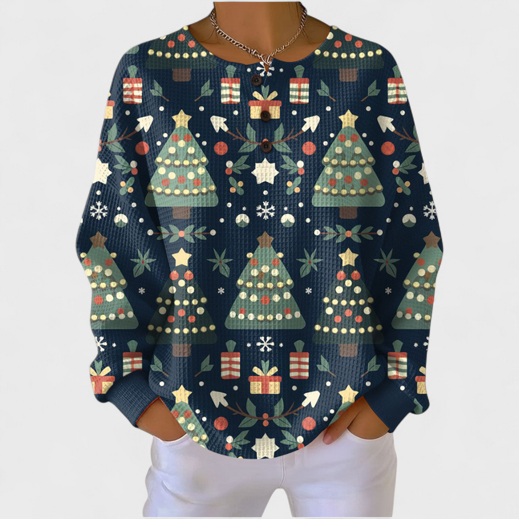 Judith | Sudadera Sin Capucha Mujer Estampado Navideño Manga Larga
