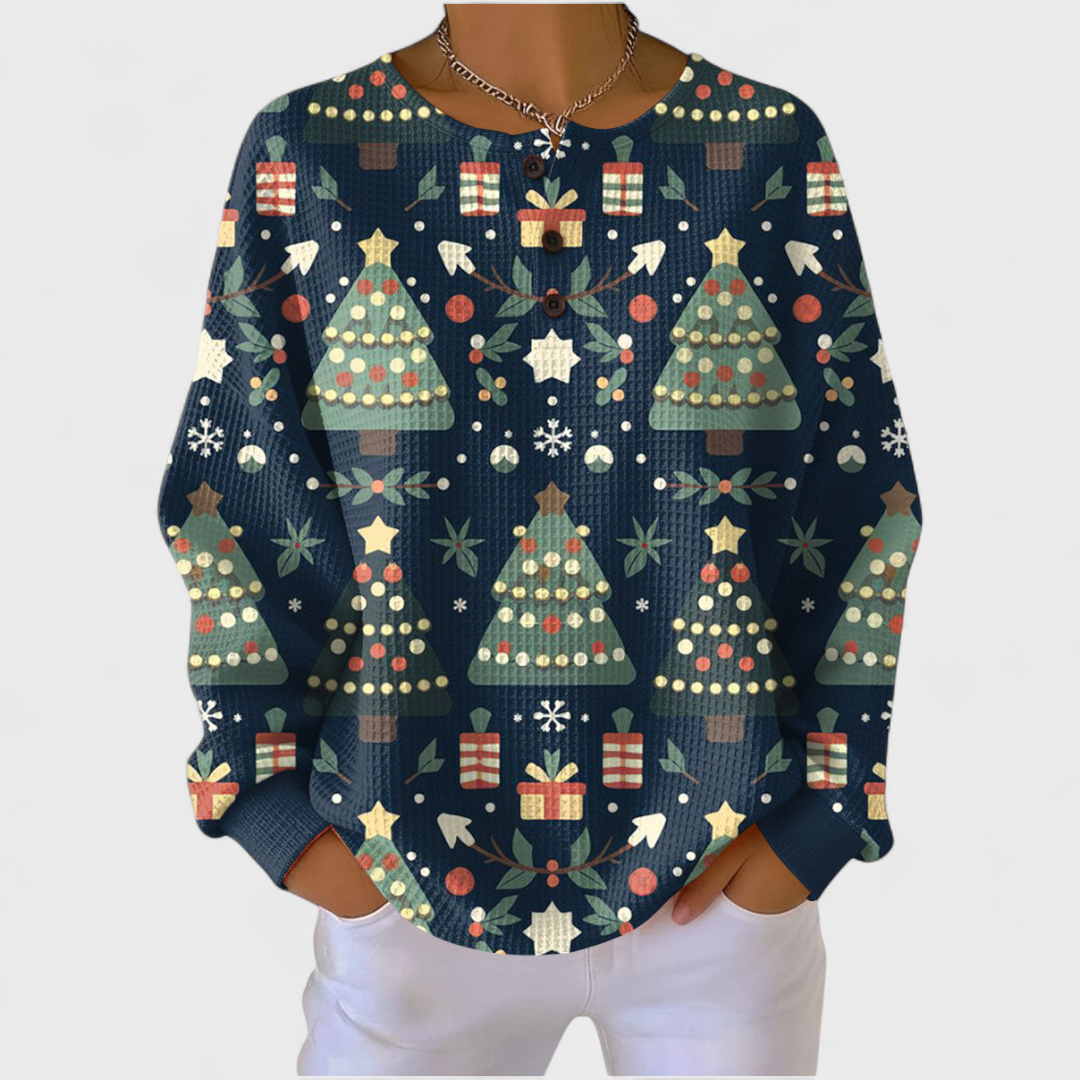 Judith | Sudadera Sin Capucha Mujer Estampado Navideño Manga Larga