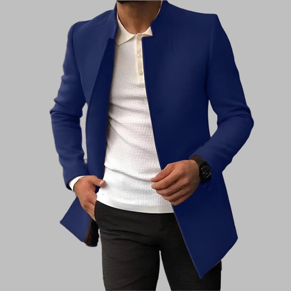 Ciro | Abrigo de Lana Slim Fit Hombre Cuello Mao