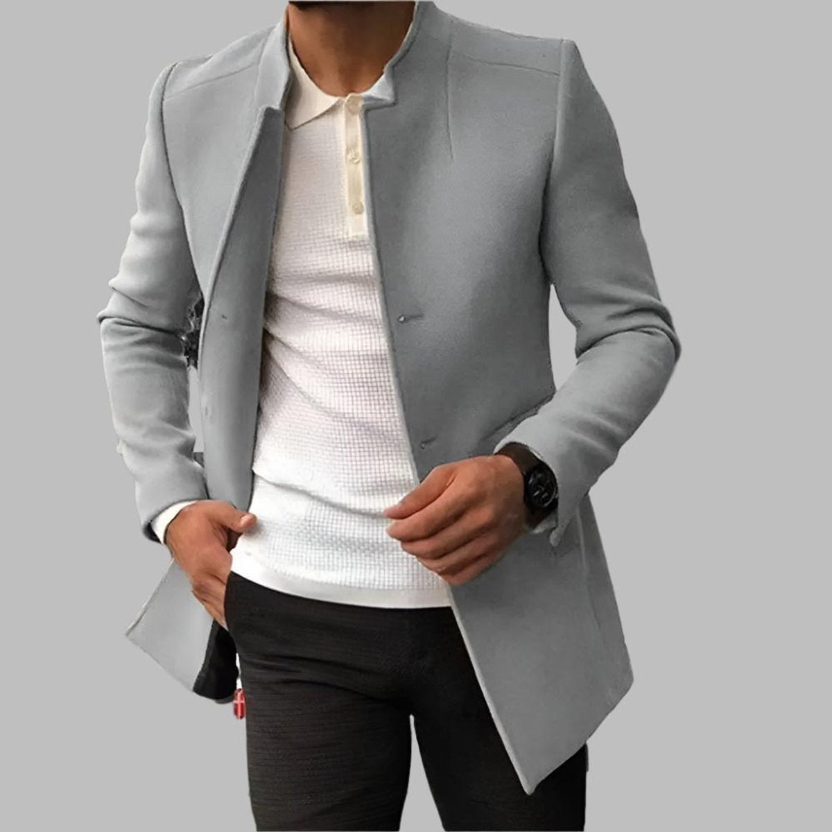 Ciro | Abrigo de Lana Slim Fit Hombre Cuello Mao