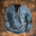 Gonzalo | Sudadera con Cremallera Estampada Hombre Manga Larga Cuello Mao