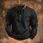 Gonzalo | Sudadera con Cremallera Estampada Hombre Manga Larga Cuello Mao