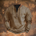 Gonzalo | Sudadera con Cremallera Estampada Hombre Manga Larga Cuello Mao