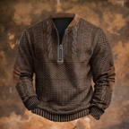 Gonzalo | Sudadera con Cremallera Estampada Hombre Manga Larga Cuello Mao