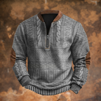 Gonzalo | Sudadera con Cremallera Estampada Hombre Manga Larga Cuello Mao