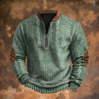 Gonzalo | Sudadera con Cremallera Estampada Hombre Manga Larga Cuello Mao