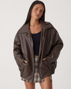 Delfina | Chaqueta de Cuero Oversize Biker Mujer Cremallera