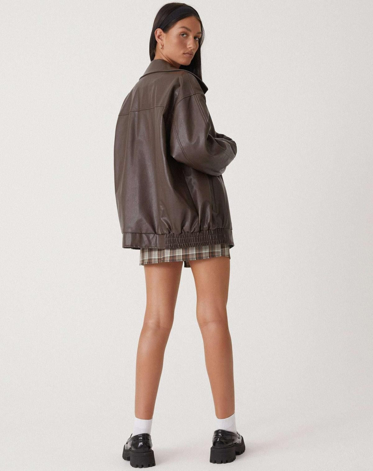 Delfina | Chaqueta de Cuero Oversize Biker Mujer Cremallera
