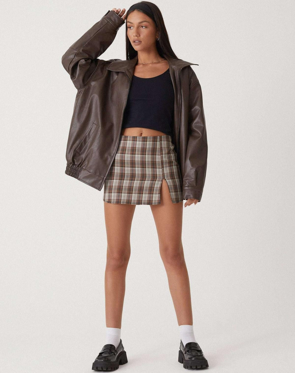Delfina | Chaqueta de Cuero Oversize Biker Mujer Cremallera