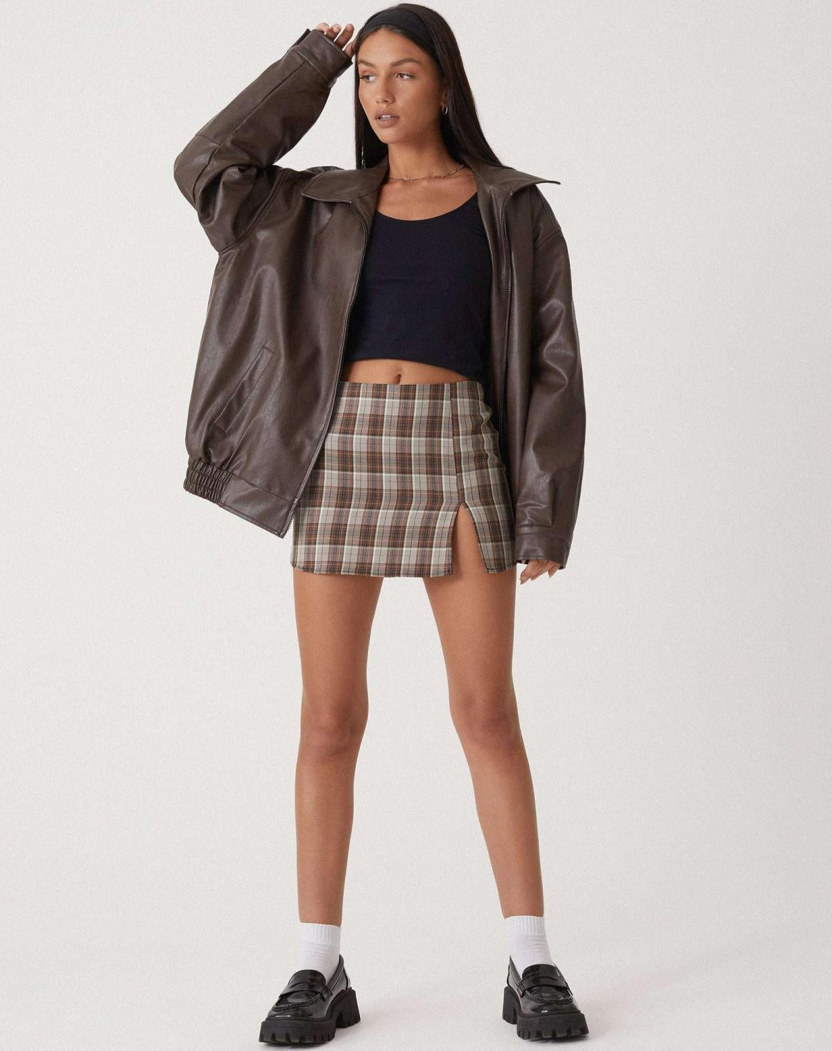 Delfina | Chaqueta de Cuero Oversize Biker Mujer Cremallera