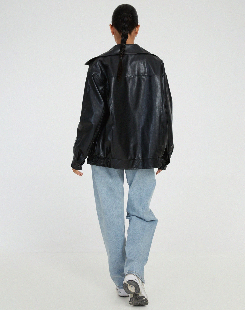 Delfina | Chaqueta de Cuero Oversize Biker Mujer Cremallera