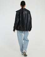 Delfina | Chaqueta de Cuero Oversize Biker Mujer Cremallera
