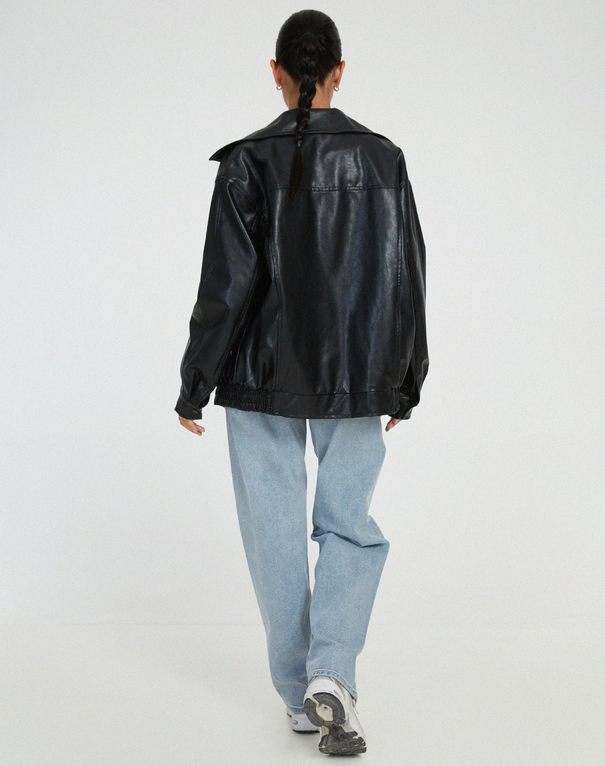 Delfina | Chaqueta de Cuero Oversize Biker Mujer Cremallera