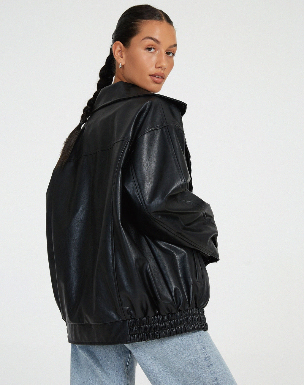 Delfina | Chaqueta de Cuero Oversize Biker Mujer Cremallera
