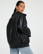 Delfina | Chaqueta de Cuero Oversize Biker Mujer Cremallera