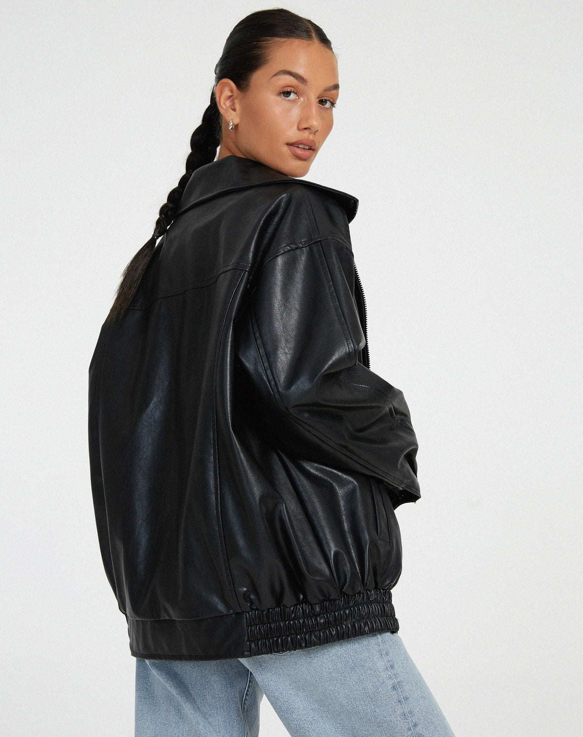 Delfina | Chaqueta de Cuero Oversize Biker Mujer Cremallera