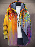 Plinio | Zip Hoodie Estampado Artístico Hombre Forro Felpa Cremallera