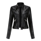 Itziar | Chaqueta Motera Mujer de Polipiel Cuello Mao Cremallera