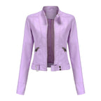 Itziar | Chaqueta Motera Mujer de Polipiel Cuello Mao Cremallera