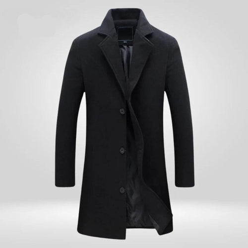 Alan | Abrigo de Paño Largo Hombre Cuello Solapa Botones