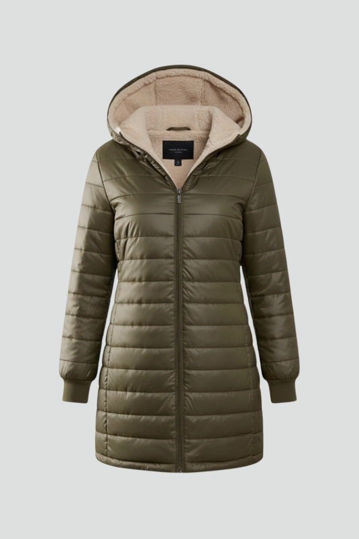 Gala | Chaquetón Acolchado Largo Mujer con Capucha Forro Sherpa