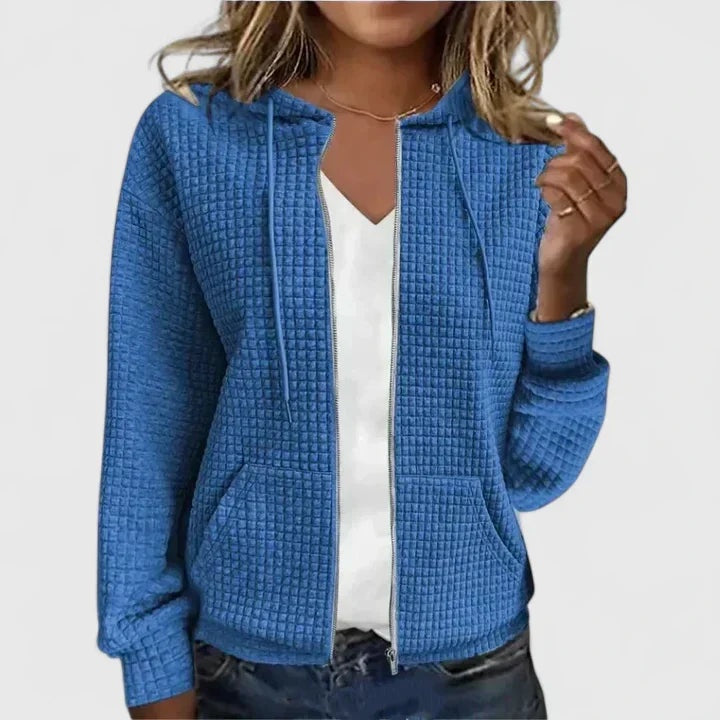 Eva | Jersey de Punto con Capucha y Cremallera Mujer Textura Waffle