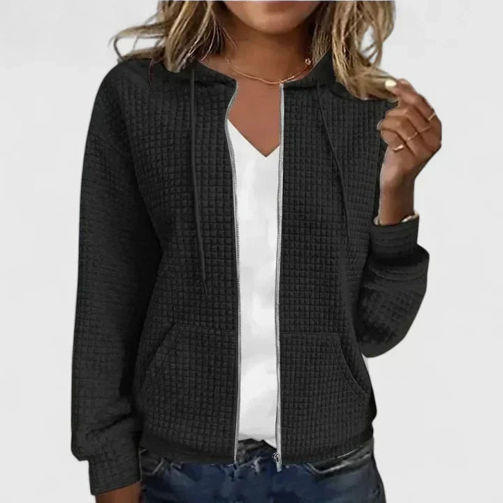 Eva | Jersey de Punto con Capucha y Cremallera Mujer Textura Waffle