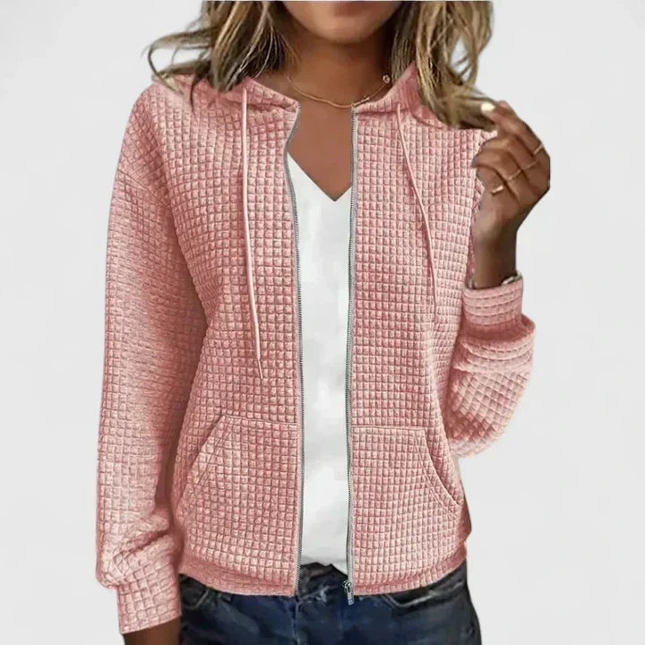 Eva | Jersey de Punto con Capucha y Cremallera Mujer Textura Waffle