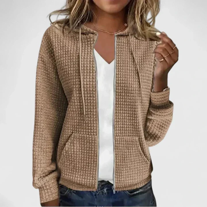 Eva | Jersey de Punto con Capucha y Cremallera Mujer Textura Waffle