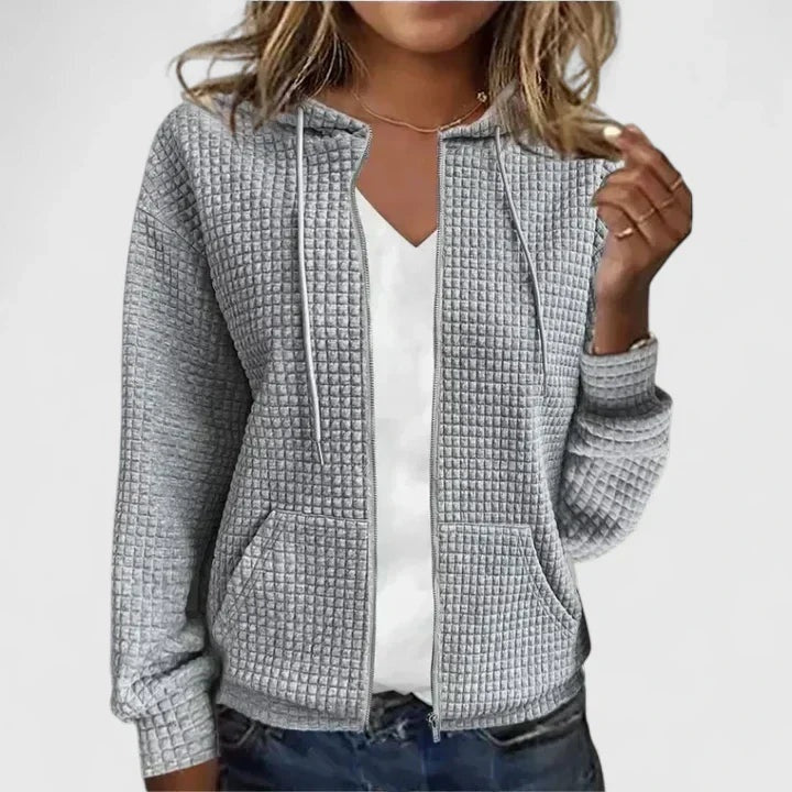 Eva | Jersey de Punto con Capucha y Cremallera Mujer Textura Waffle