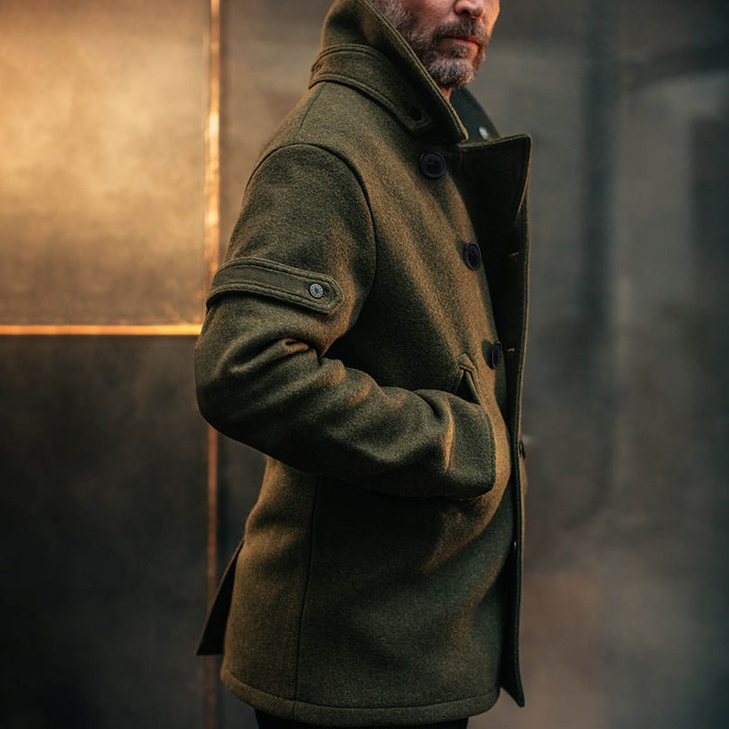 Jacobo | Abrigo de Paño Hombre Doble Botonadura Peacoat Cuello Alto