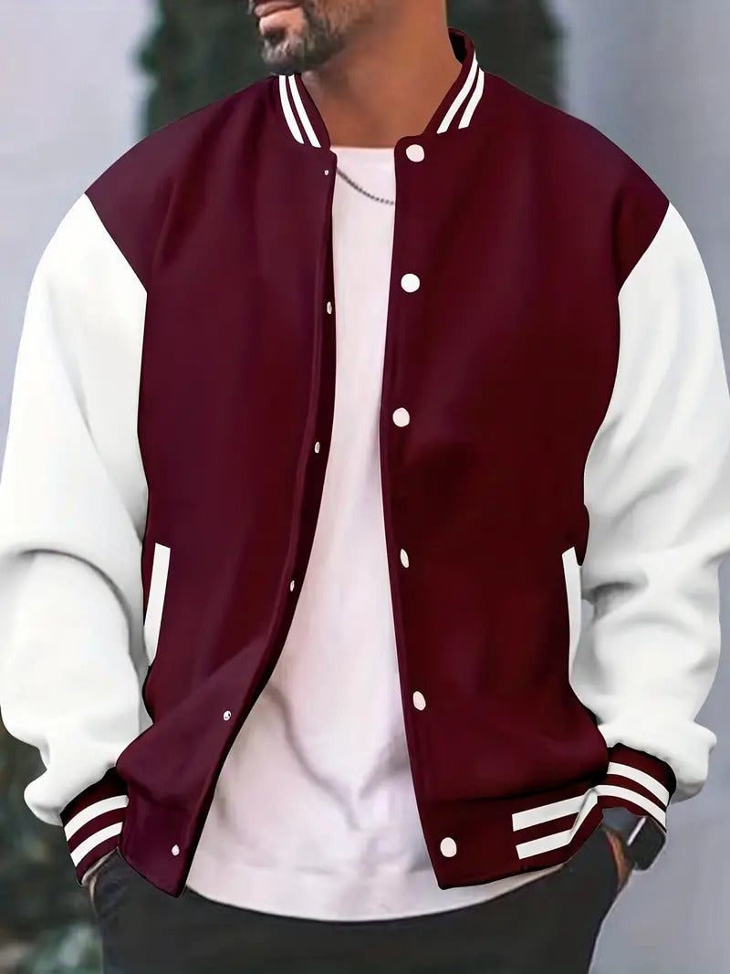 Abdon | Varsity Jacket Hombre Bicolor Botones a Presión