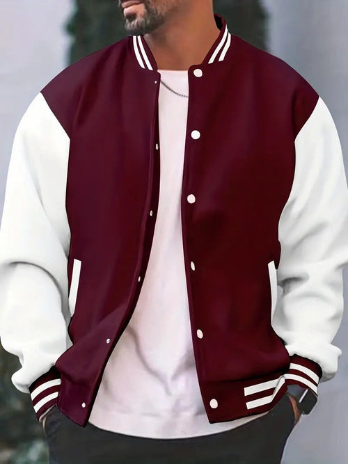 Abdon | Varsity Jacket Hombre Bicolor Botones a Presión