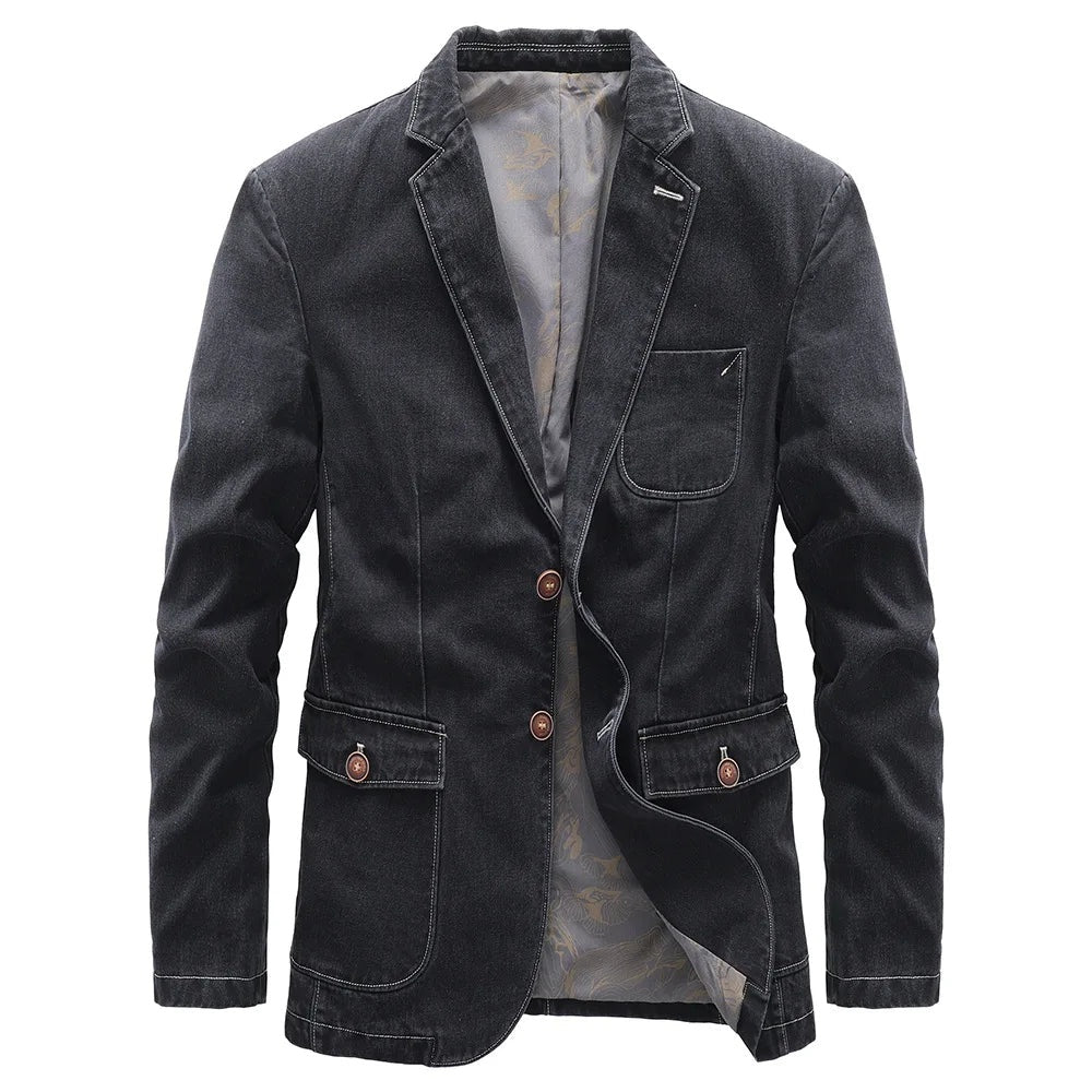 Uriel | Chaqueta Vaquera de Denim Hombre Blazer Cuello Solapa