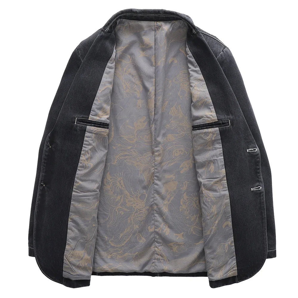 Uriel | Chaqueta Vaquera de Denim Hombre Blazer Cuello Solapa